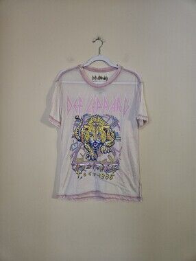 Goodie Two Sleeves Women's Def Leppard Sheer T-shirt, Size Small, Pink